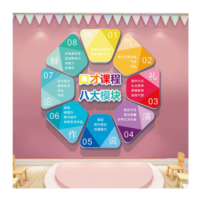 现货速发口才教室装饰幼儿童播音小主持人培训机构文化背景墙面布