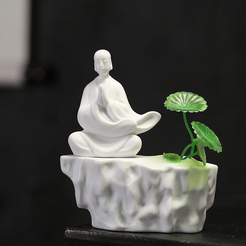 现货速发可批禅意白瓷人物李白中式水培小摆件陶瓷小和尚盆景鱼缸