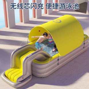 现货速发大型带滑梯家用遮棚游泳池成人家庭婴宝宝小孩童自动充气