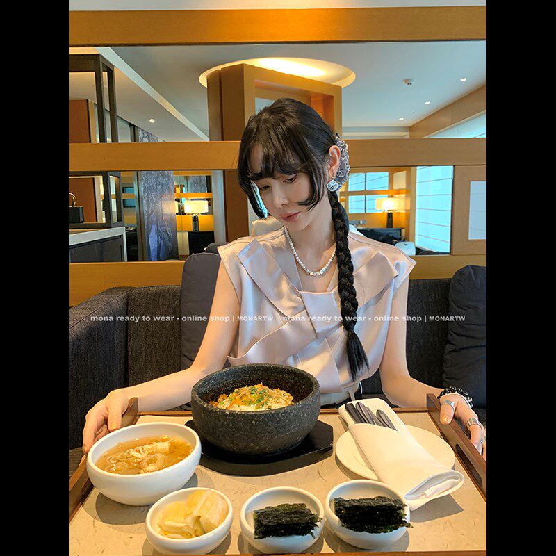 高货MOA 甜美时尚 设计感高级无袖背心上衣外穿 2024夏季新款