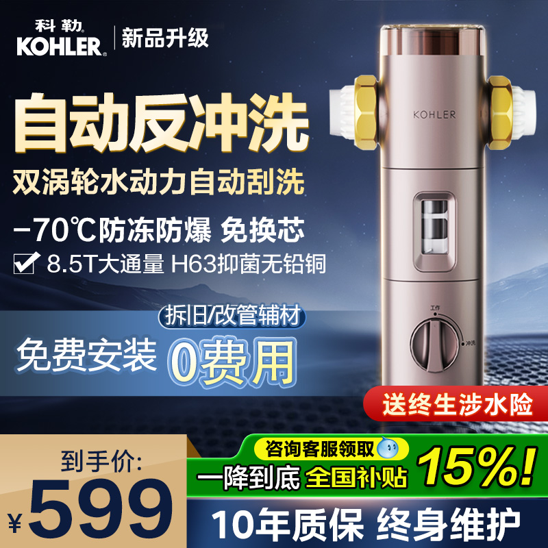 科勒前置过滤器家用自动反冲洗自来水过滤净水机十大品牌全铜防爆
