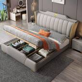 现用代简约.软AHY体皮床18米主卧双人床.5米次卧储物床家皮艺1床