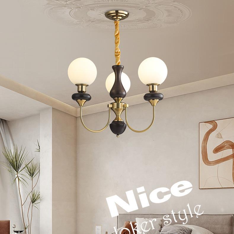 式中古客厅灯餐厅灯室具魔豆法美式复古风卧灯桃木D8301色吸顶灯