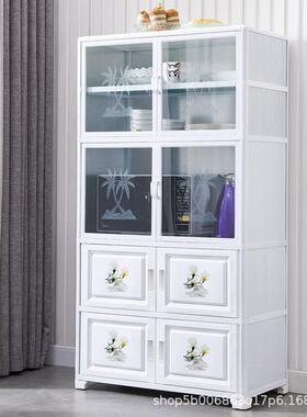 厨房柜用铝家合金置物柜储柜茶水柜全钢化玻璃多功能85835多物层