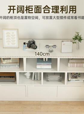 中古风书架落地置物架卧架室体靠墙床尾收纳柜子UEY长一条储物柜