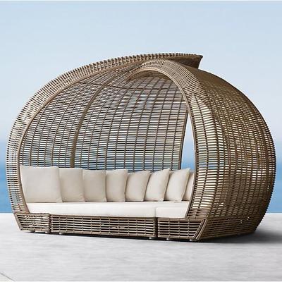 户外休院闲床无品牌/躺沙发床外花园庭度假村日光浴藤编户铝合金