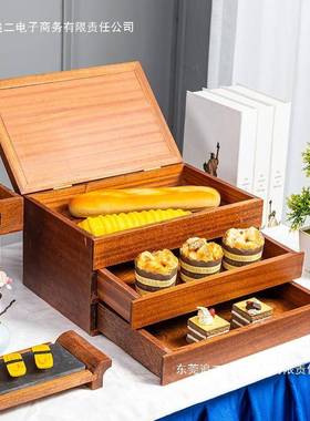 KWH中式甜台展示自助餐面包托盘架蛋糕架餐森系冷茶品歇摆台木质