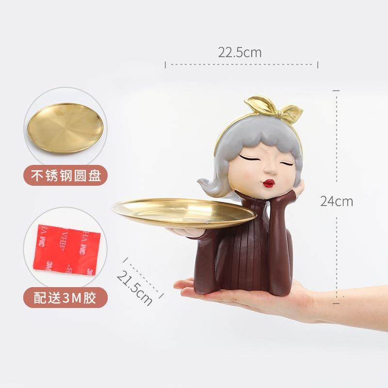 创意家居收摩登女孩客餐厅厅房间装实用树脂无品牌/摆件杂货纳桌