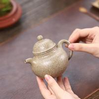發(fā)宜興紫砂壺16目粗砂段泥掇球壺中式粗陶茶具廠家免密