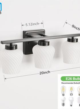 新款镜前创镜柜专浴室灯用灯MD221104意美式奶白玻璃灯罩电镀壁灯