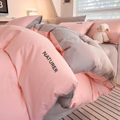 轻奢60支长绒棉全棉四件套支色简约纯棉可三件套床高单被拼套FWI