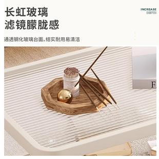 茶几客厅家用轻奢现代简约小户型奶油风钢化玻璃茶几桌阳台小桌子