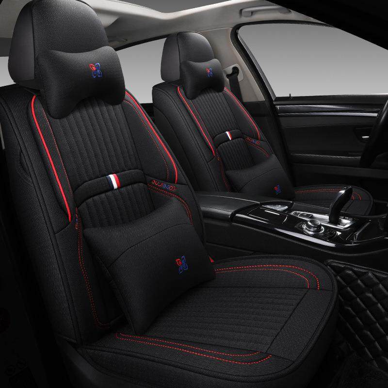 汽车坐四季通用全包包亚PRE麻艺座套可爱女全布围女神款夏垫季座