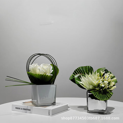 现代简约仿真花艺餐厅洽谈桌面绿植小摆花酒店样板房洗手台装饰花