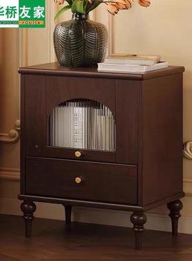 法式卧全实木床头柜中古风家用室225爆款0REE小型意创主卧黑色免