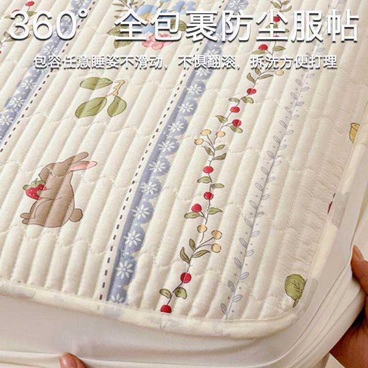 四通季用纯EX202502棉床笠件床夹棉绗缝全棉榻榻单米加厚罩三件套