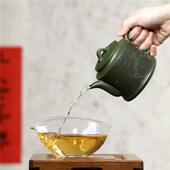 宜兴紫马壶原矿绘绿泥手工刻龙00198精神家用砂大容量茶壶