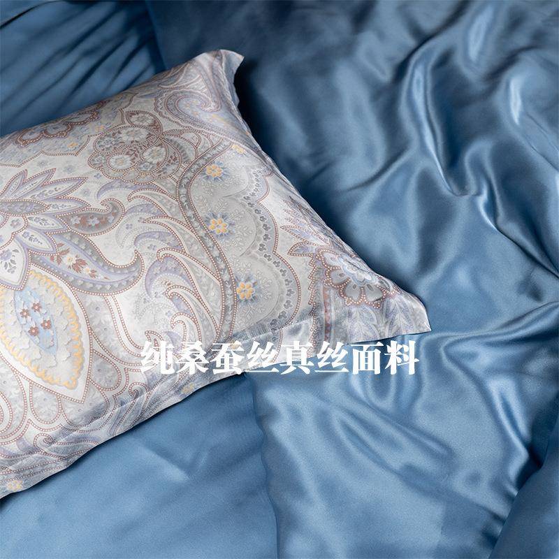 磅宽幅整四件套重幅蚕丝真桑丝四件套A印花B版丝绸家纺私做