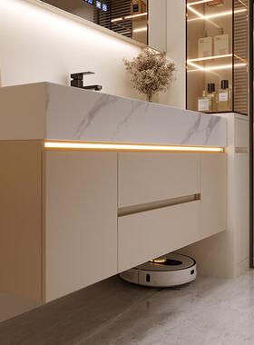 225新款岩柜板热弯一体浴OYU盆室组合卫生间洗漱台洗手池洗脸0池