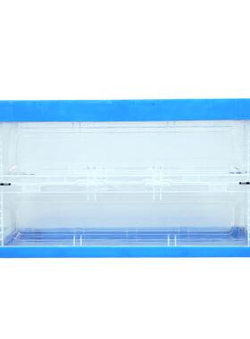 600-34收0透明塑料折储叠箱蓝色PP多功FCA能透服明折叠衣纳箱物箱