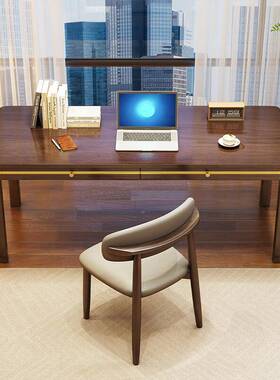 实木书桌学生习桌初中生写字47170桌办房新中式轻奢学公桌书简约