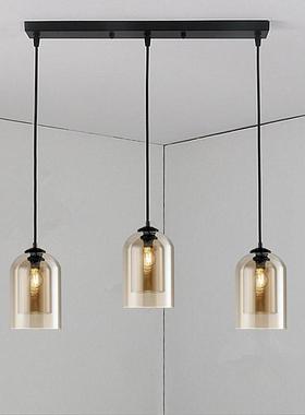 餐厅吊灯现简约梯玻璃灯创意餐饮代灯饰单IKG头吊酒楼店LED吧台灯