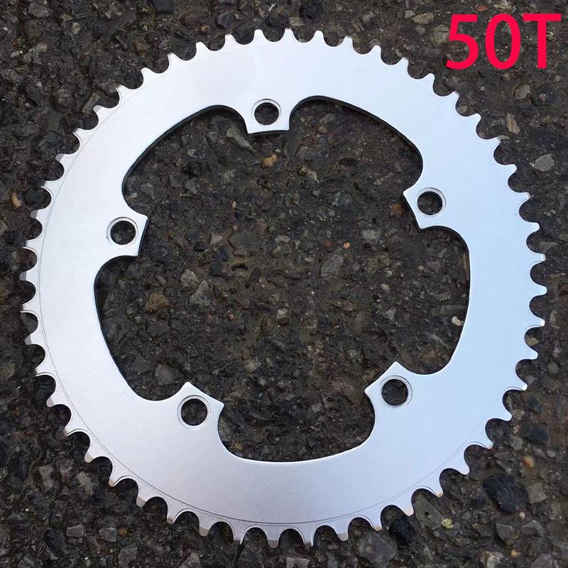 折叠自行车公路车正负齿单盘五孔牙盘片防掉链盘铝合金牙盘50T单