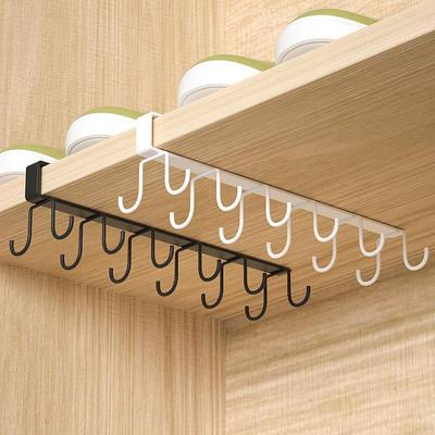 厨房收纳挂钩橱柜下挂架悬挂式免打孔衣柜厨柜连排置物架桌下桌边