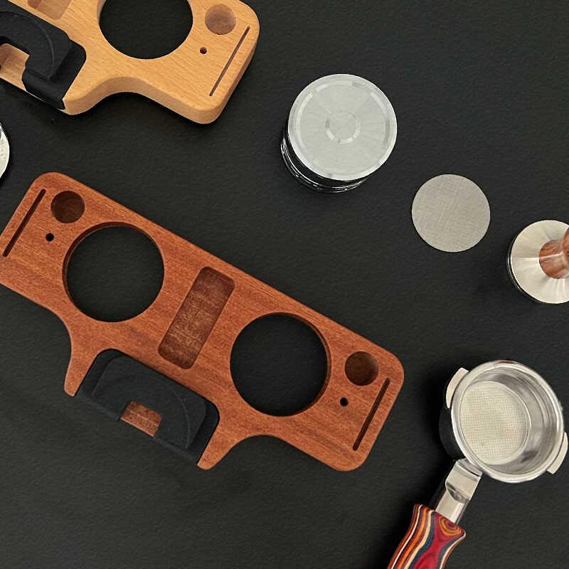 咖啡压粉底座咖啡机手柄配套器具收纳实木填压座布粉器收纳座