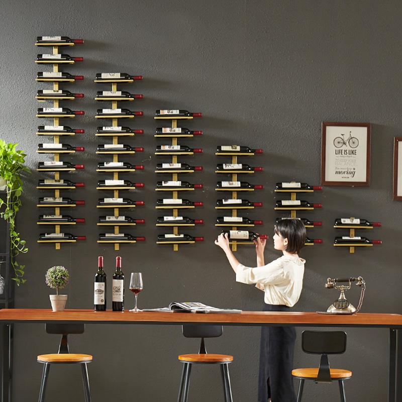 创意红酒瓶壁挂工业风墙面装饰酒吧饭店火锅餐饮店葡萄酒架壁挂架