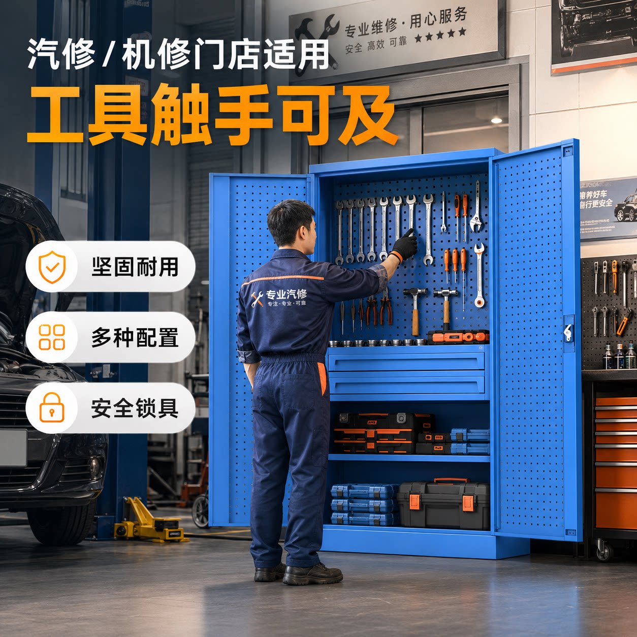 盛铭重型加厚双开门铁皮工具柜
