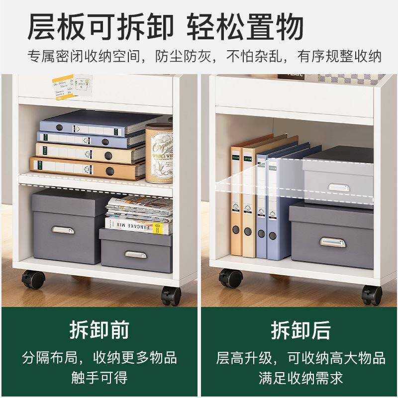 现货速发桌边置物架带轮子可移动桌下柜书架落地可放书包的办公室