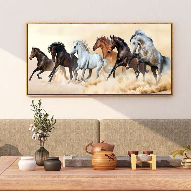 现货速发动物马挂画马到成功装饰画书房壁画简约办公室茶室单幅背