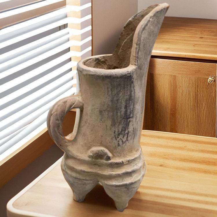 仿古陶器摆件良渚文化陶鬶古典工艺品古代酒器中国风陶罐古玩收藏