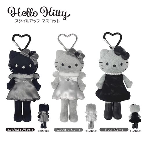 日本三丽鸥hellokitty限定新款黑色天使长腿黑裙长腿kt毛绒挂件