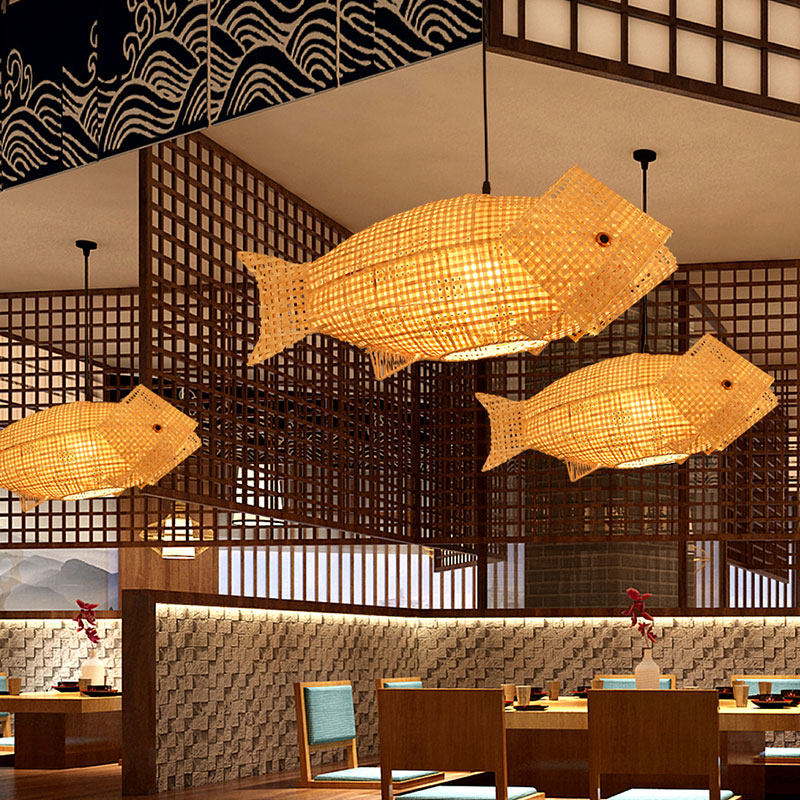 日式过道走廊旅店火锅店灯led竹编吊灯竹子竹艺灯笼竹灯餐厅民宿