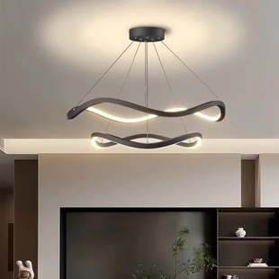 餐桌饭厅简约现代客厅led吊灯吧台圆形波浪形极简前台书房餐厅灯