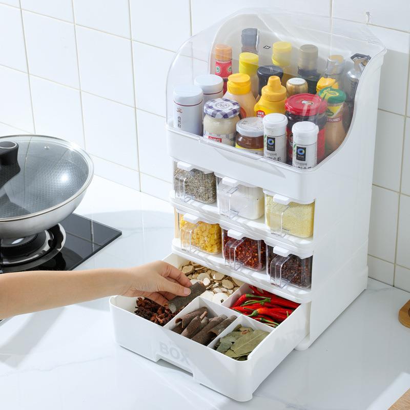 带盖味调TLE料盒套调装酱油瓶糖盐罐子置物抽屉式厨房醋用架品收