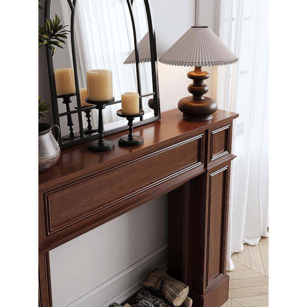 法式装复古壁炉饰实柜QMR木示胡桃木色民宿置物架展台客厅隔断玄