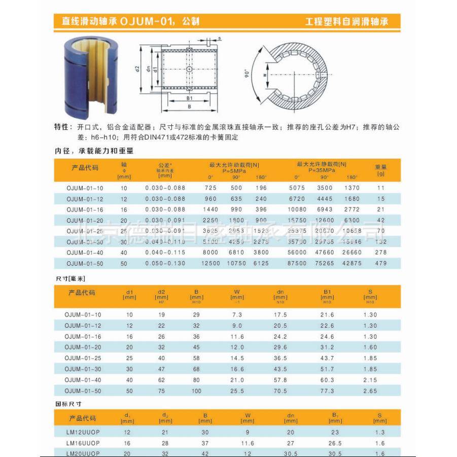 直线滑动轴承OJUM-01-M04OJU-01-50OJUM-01-10OJUM-01-GUIS轴承