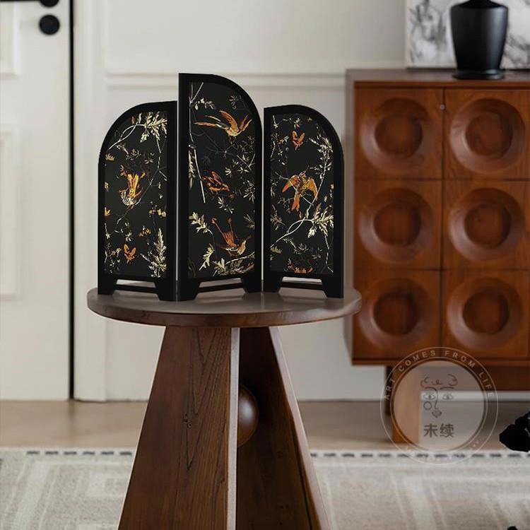 中古风墨屏风桌面件房间造小物件餐GRO边柜斗柜竹装饰品客摆改厅