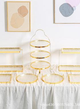 轻奢PCK亚克力甜品蛋糕展开示托盘下午茶点茶心架冷台餐歇摆台业