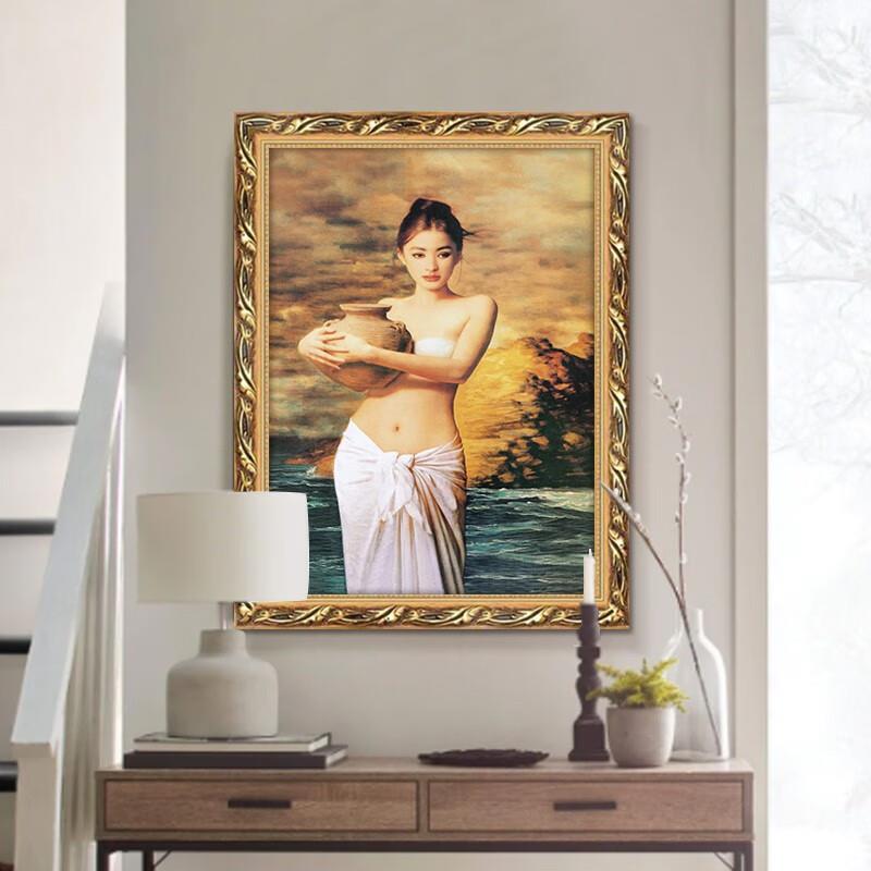 抱陶女挂画美女卫生间洗手间装饰画浴室酒店房间油画世界图片