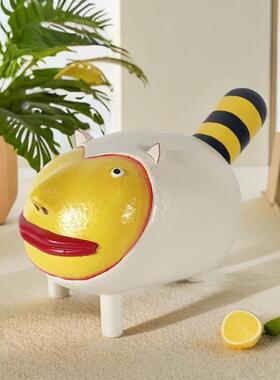 创意嘴3850巴猫抽动物象雕塑样板间客厅装饰件儿摆童房书柜家居饰