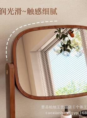 实木旋转化子妆CYU物镜家用女生卧室复古梳式妆台镜台桌面置大梳