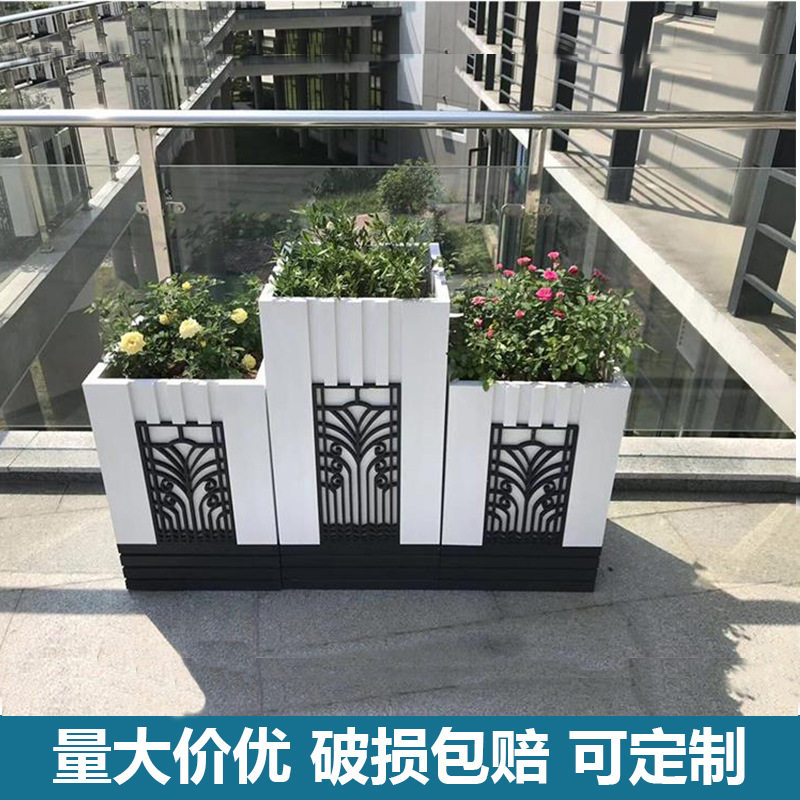 W户外花箱组合市政道路落地式欧式树脂花槽微发泡花坛PVC塑料花架