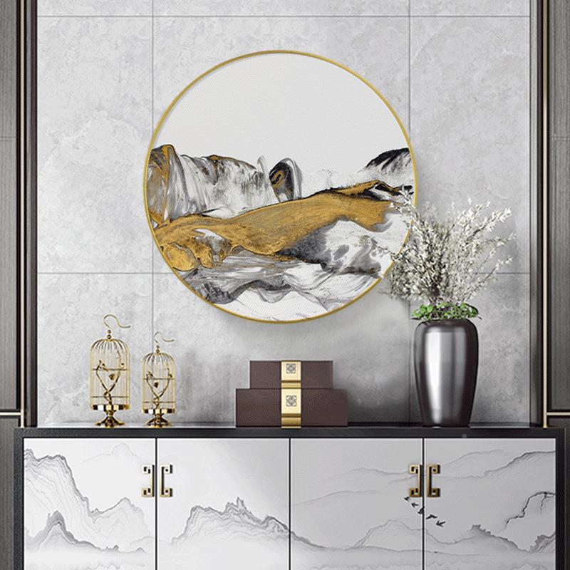 新中式轻奢装饰抽圆形玄关画壁饰画风景高档象挂04182画画客厅装图片