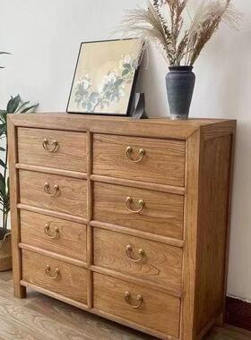 榆木斗家用复木古做旧多功老能餐边柜客厅实靠墙带抽MGU屉收纳柜