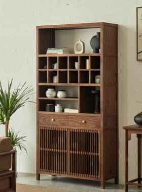 简木新中实式木老榆木博WAH古架胡黑桃茶柜置物展示柜多宝组阁书