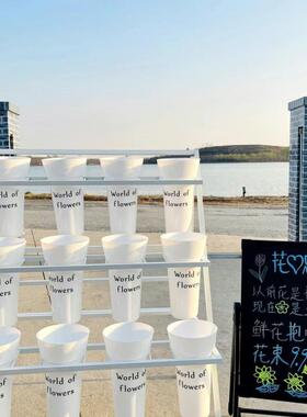 室外摆摊折叠可移动花阶梯多CME可层花店架架高档子花店花桶展示